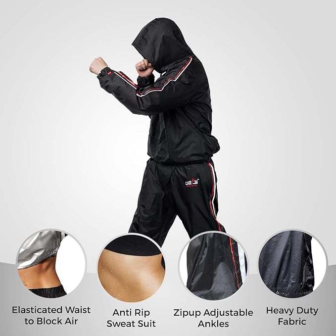 Fitness Gear 6xl Sauna Suit MRX Unisex Sauna Sweat Suit, Black