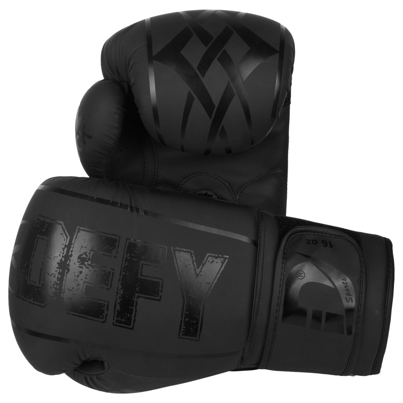 DEFY® Boxing Gloves Leather Punch Training Sparring MMA Fight UFC Black
