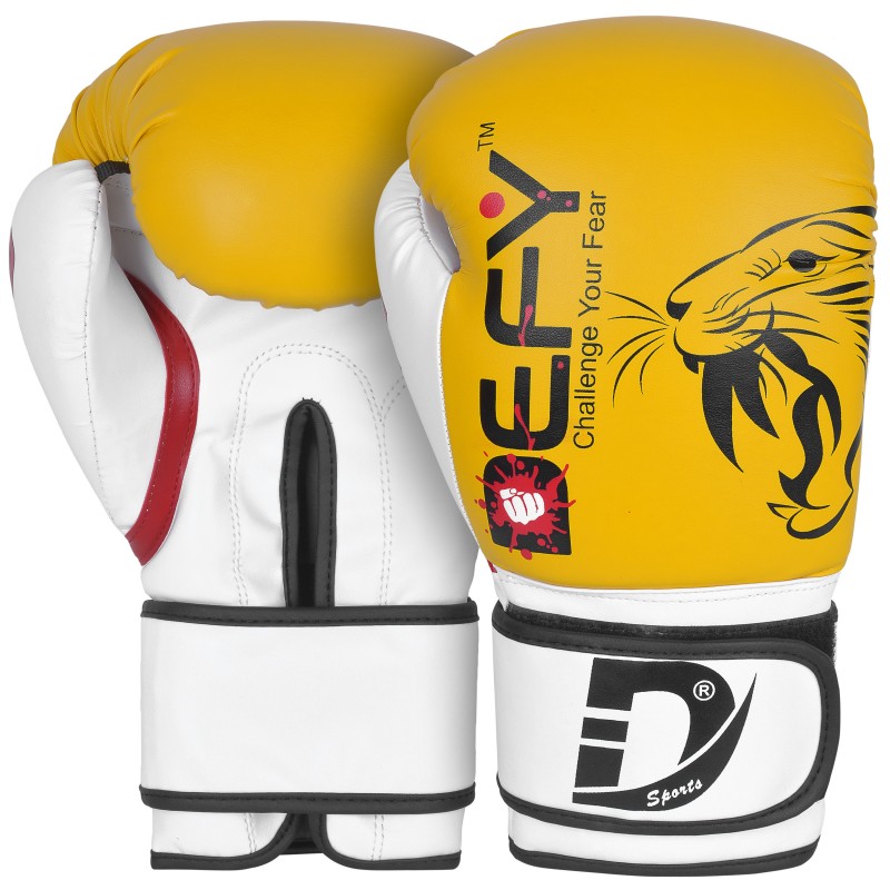 DEFY® GEL Boxing Gloves Synthetic Leather Punch Training Kickboxing MMA Yellow