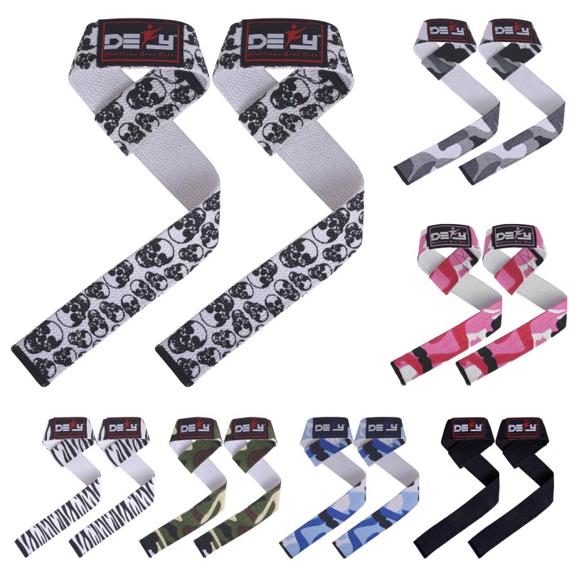 DEFY WEIGHT LIFTING STRAPS WEIGHTLIFTING BODYBUILDING WRIST SUPPORT GREEN CAMO 