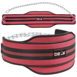 DEFY Premium Double Padded Neoprene Dip Belt with 32 Heavy Duty Steel Chain for Power Lifting Bodybuilding Strength & Training-Double Stitched 