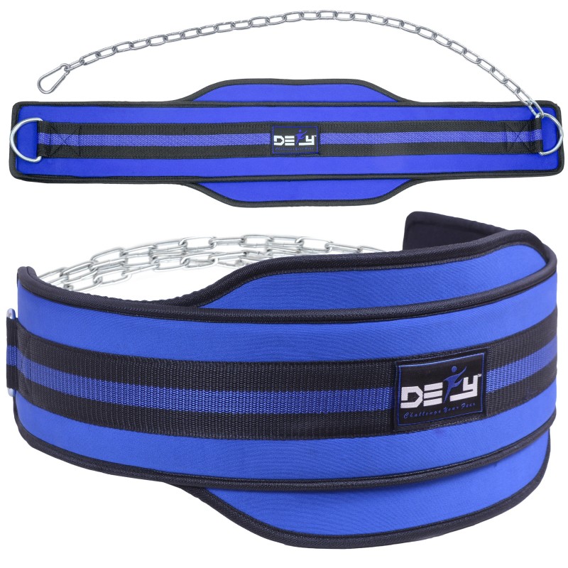 Weight Lifting Neoprene Diping Belt Exercise Fitness Gym Body Building Belt BLUE
