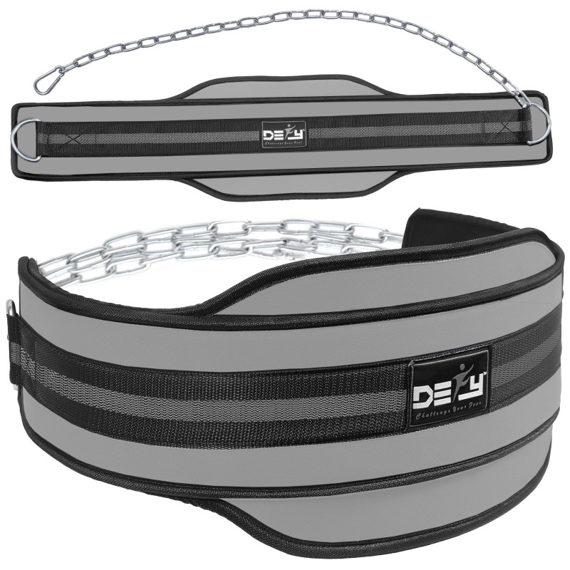 Weight Lifting Neoprene Diping Belt Exercise Fitness Gym Body Building Belt GREY