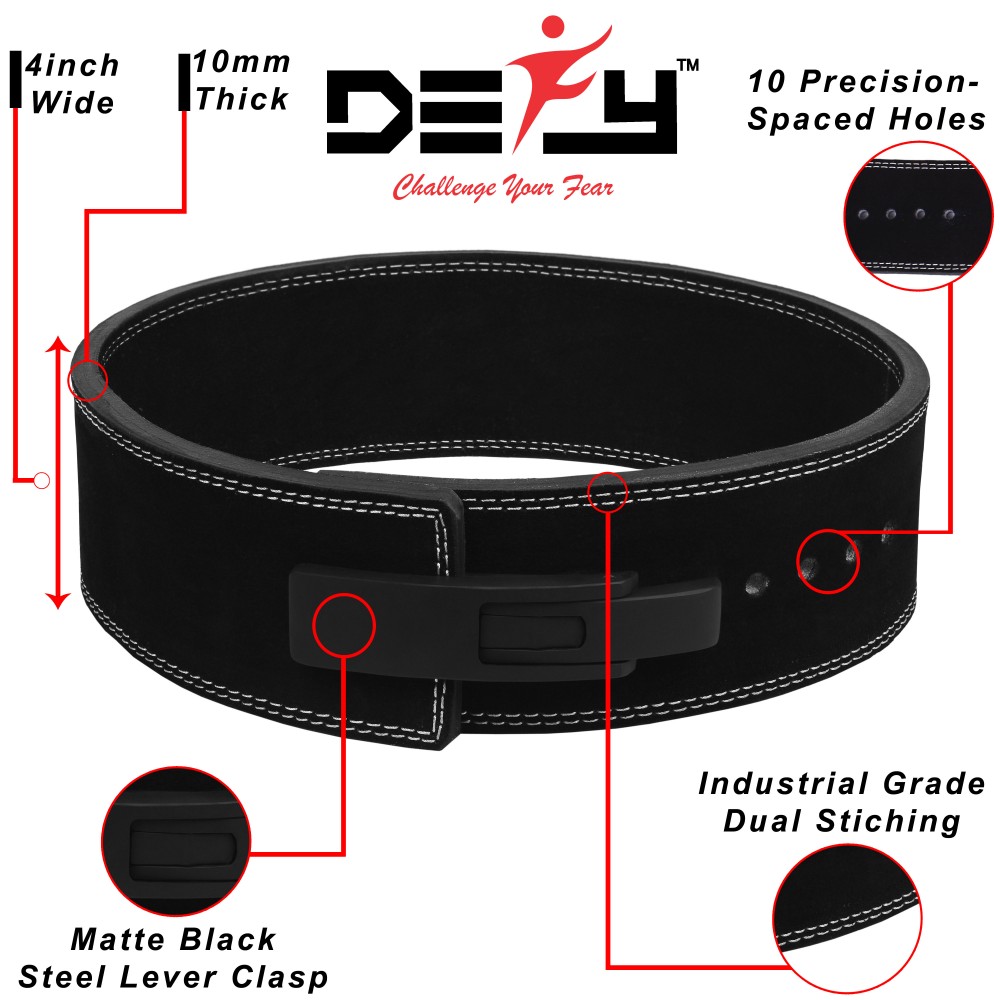 DEFY Weight Power Lifting Leather Lever Pro Belt Gym Training Power lifting New 