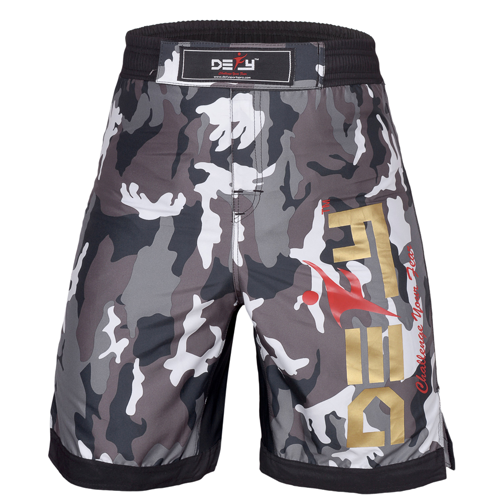 DEFY Green Camo MMA Boxing Shorts Gym Muay Thai UFC Cage Fight BJJ Grappling 