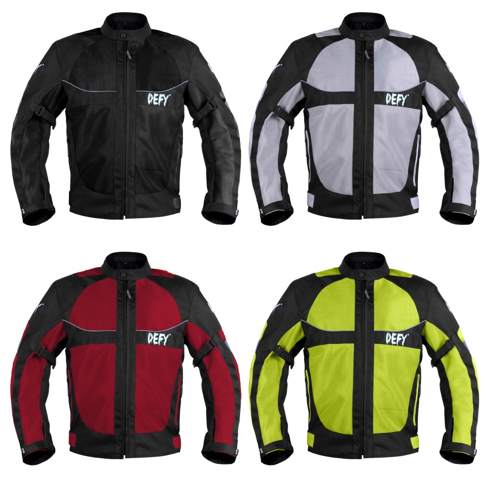 Motorcycle Jackets for Men Defy Motorbike Biker Riding Jacket Textile Waterproof CE ARMORED Grey, XL 