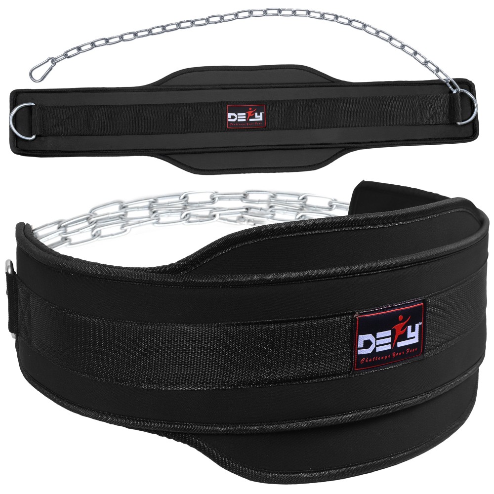 NEOPRENE  CHAIN DIPPING LIFTING NEOPRENE GYM BACK DIP BELT WORKOUT WEIGHT PULL 
