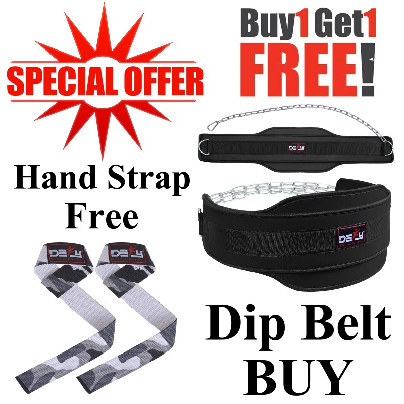 DEFY Offer Buy 1 Get 1 Free Weightlifting Dip Belt & Cotton Hand Strap White Camo