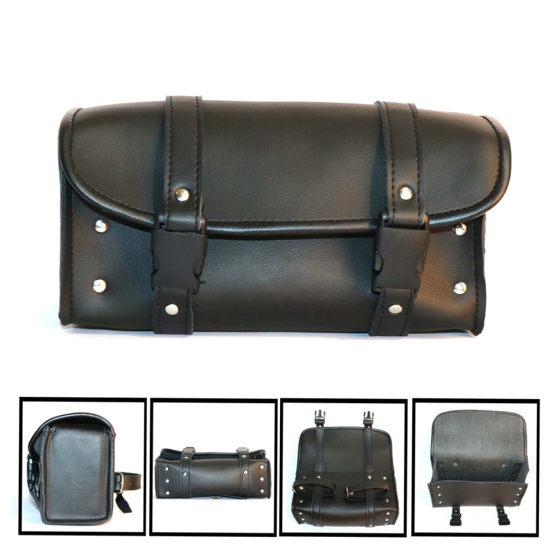 DEFY MOTORCYCLE TOOL BAG PU LEATHER QUICK RELEASE BUCKLES BLACK BUTTON MODEL