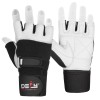 DEFY Heavy Duty Weight Lifting Gloves Gym Training Genuine Leather Padded white