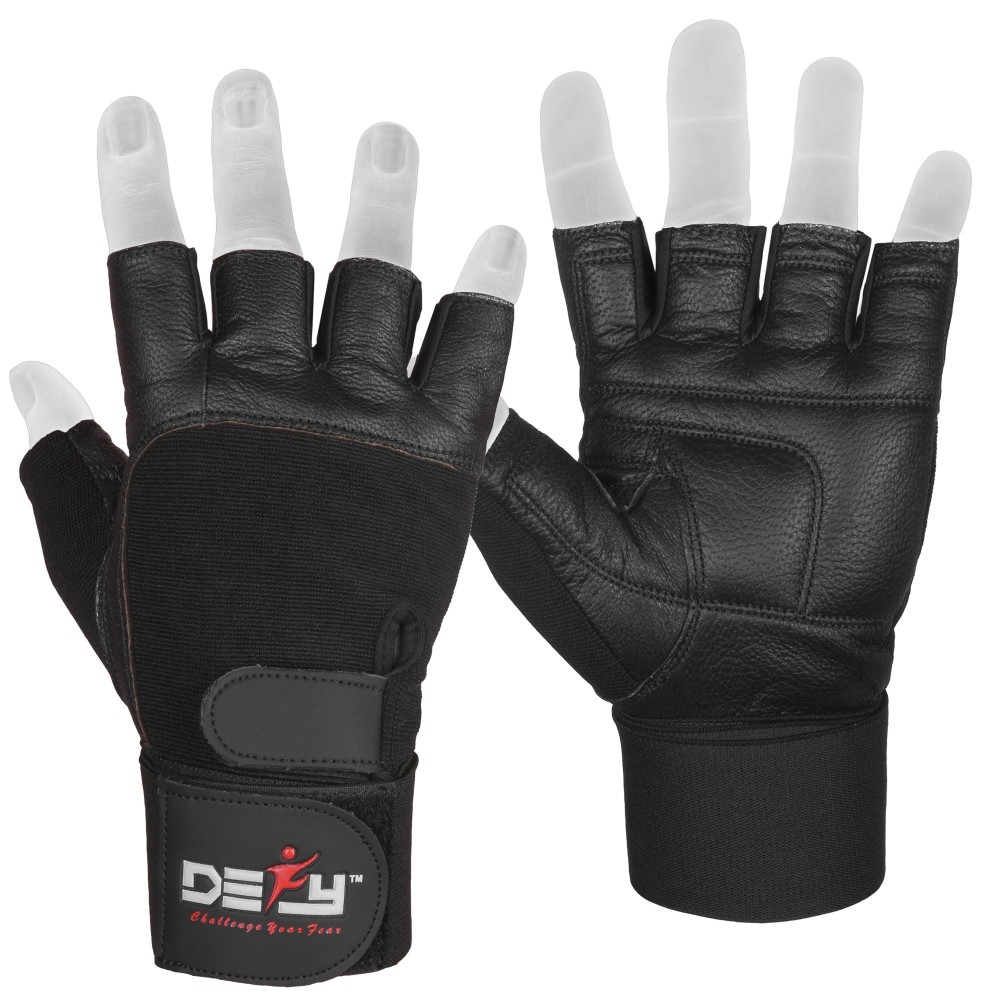 Weight Lifting Genuine Leather Gym Gloves Training Workout Fitness CLEARANCE! 