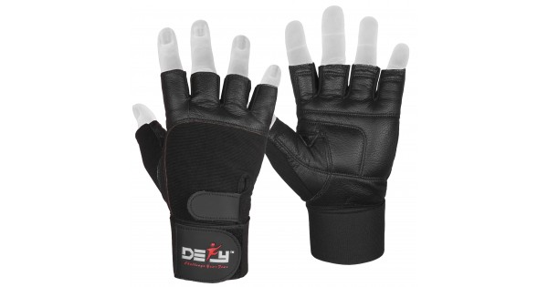 Heavy Duty Weight Lifting Gloves Gym Training Leather PADDED Palm Grey S to 2XL 