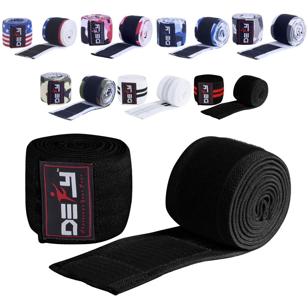 DEFY Weight Lifting Knee Wraps Training Straps Power Lifter Gym 78'' Black 